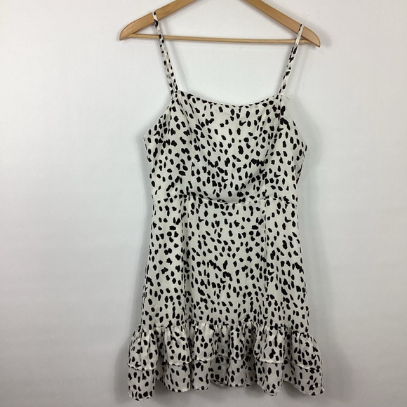 Princess Polly Dresses & Skirts - Princess Polly White With Black Spots Mini Dress Size 8